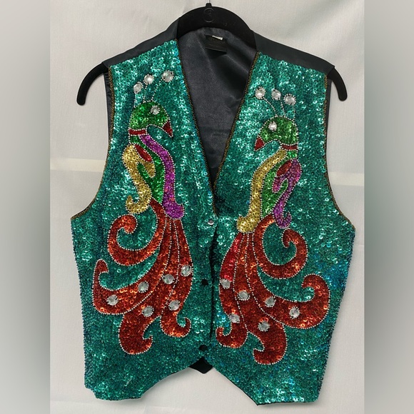 Vintage Attitudes By Debra Peacock Sequined Vest Size L - Picture 1 of 10